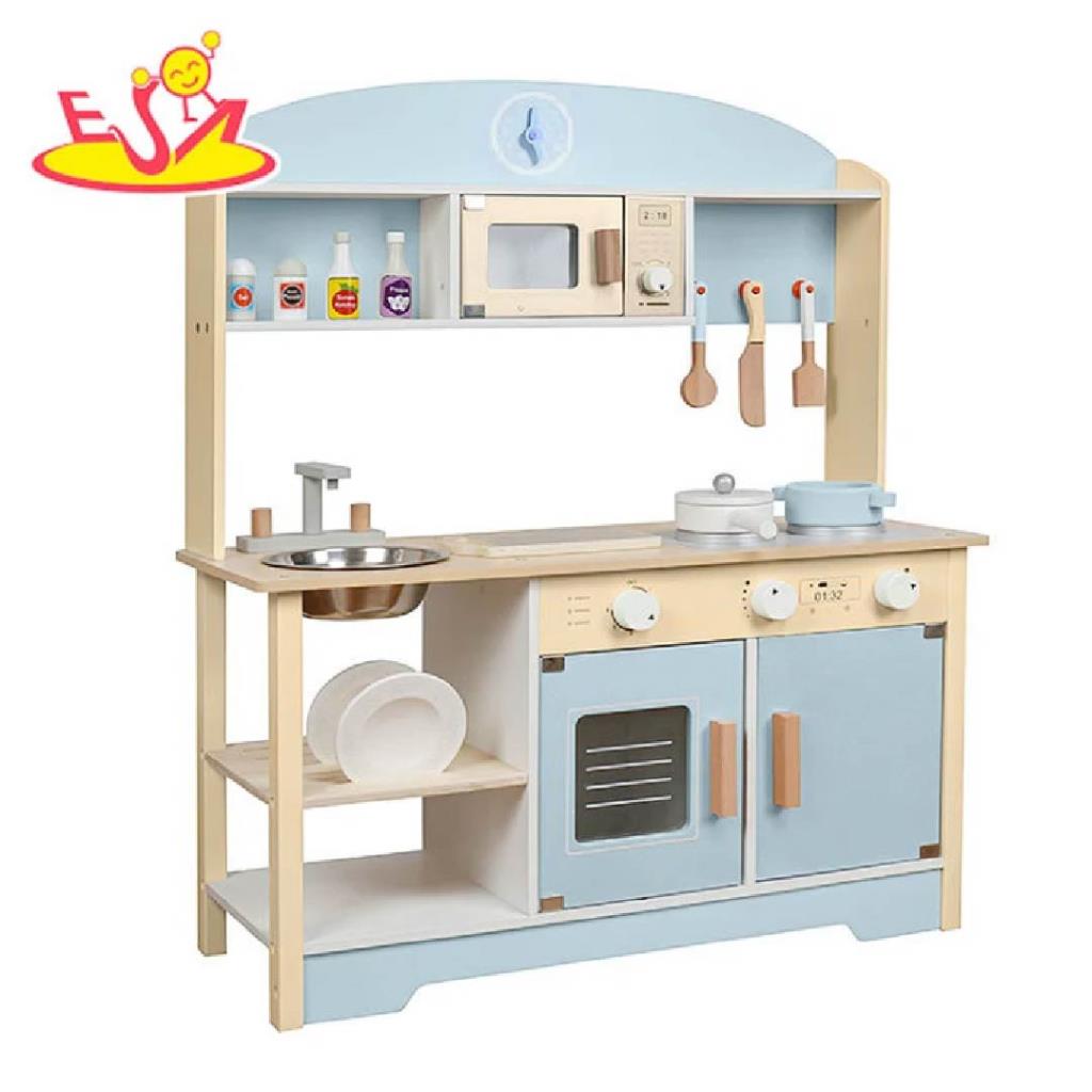 Deluxe Wooden Play Kitchen – Sky Blue Edition